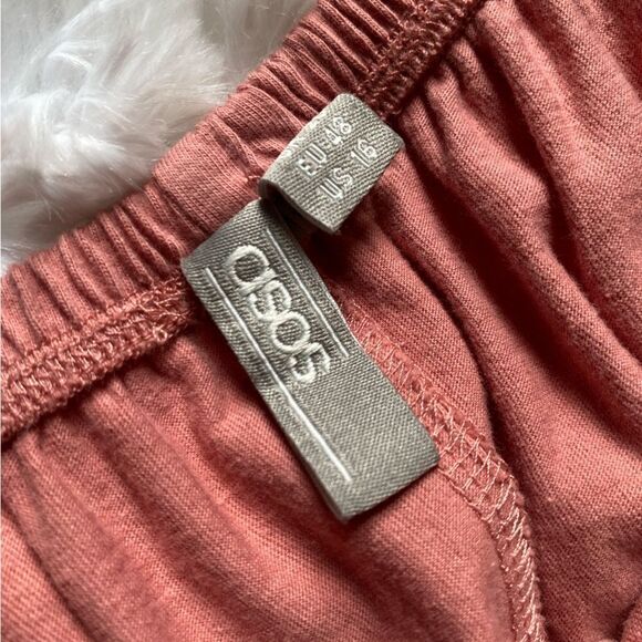 ASOS Dress Off the Shoulder Pink Cotton Flowy Women’s Size 16 Short Sleeve - Picture 7 of 8